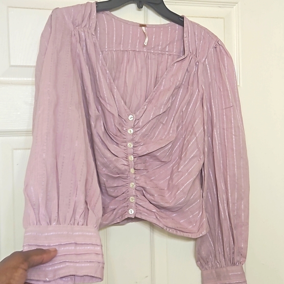 🌸Free People Tops | Free People Ruffle Blouse Lila | Color: Purple |💮 - Picture 5 of 7